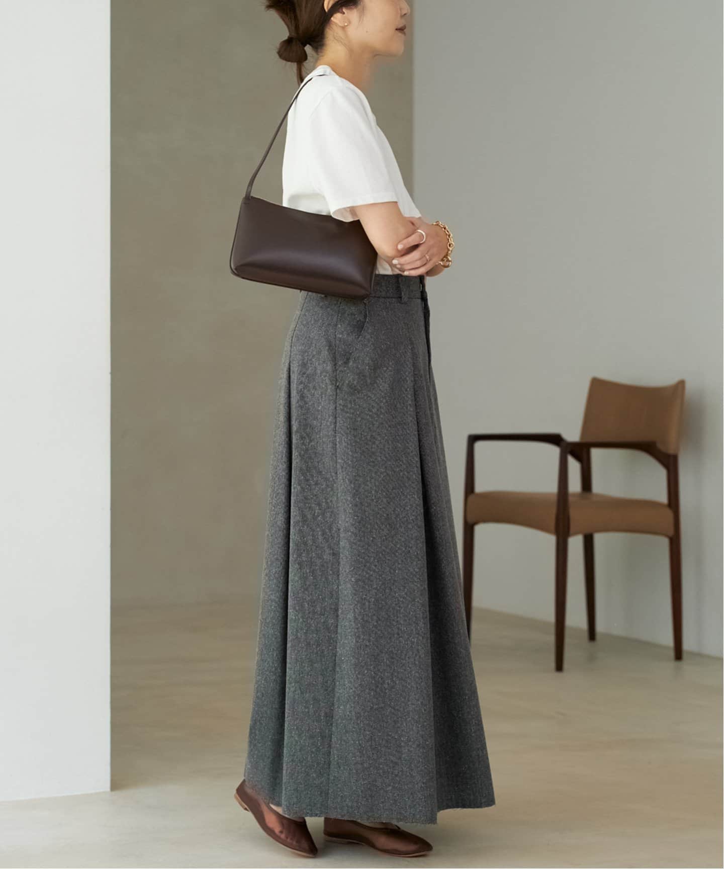 追加》R'IAM TWEEDボンディング スカート（ロング・マキシ丈スカート