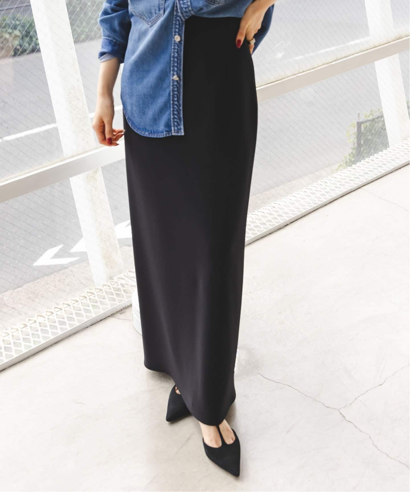 追加》【洗える】コンフォートジャージーライクタイトスカート 5