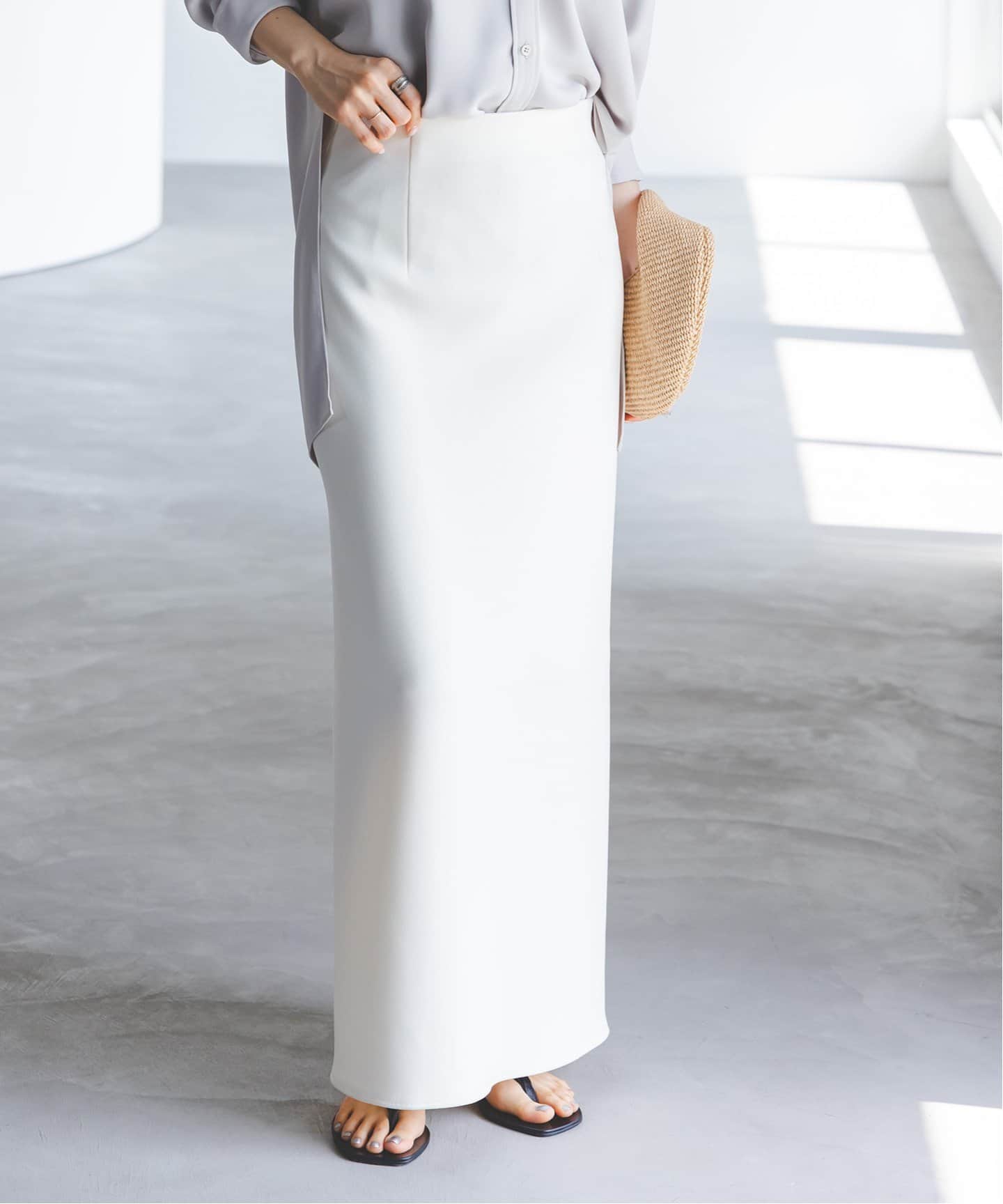 追加》【洗える】コンフォートジャージーライクタイトスカート 3