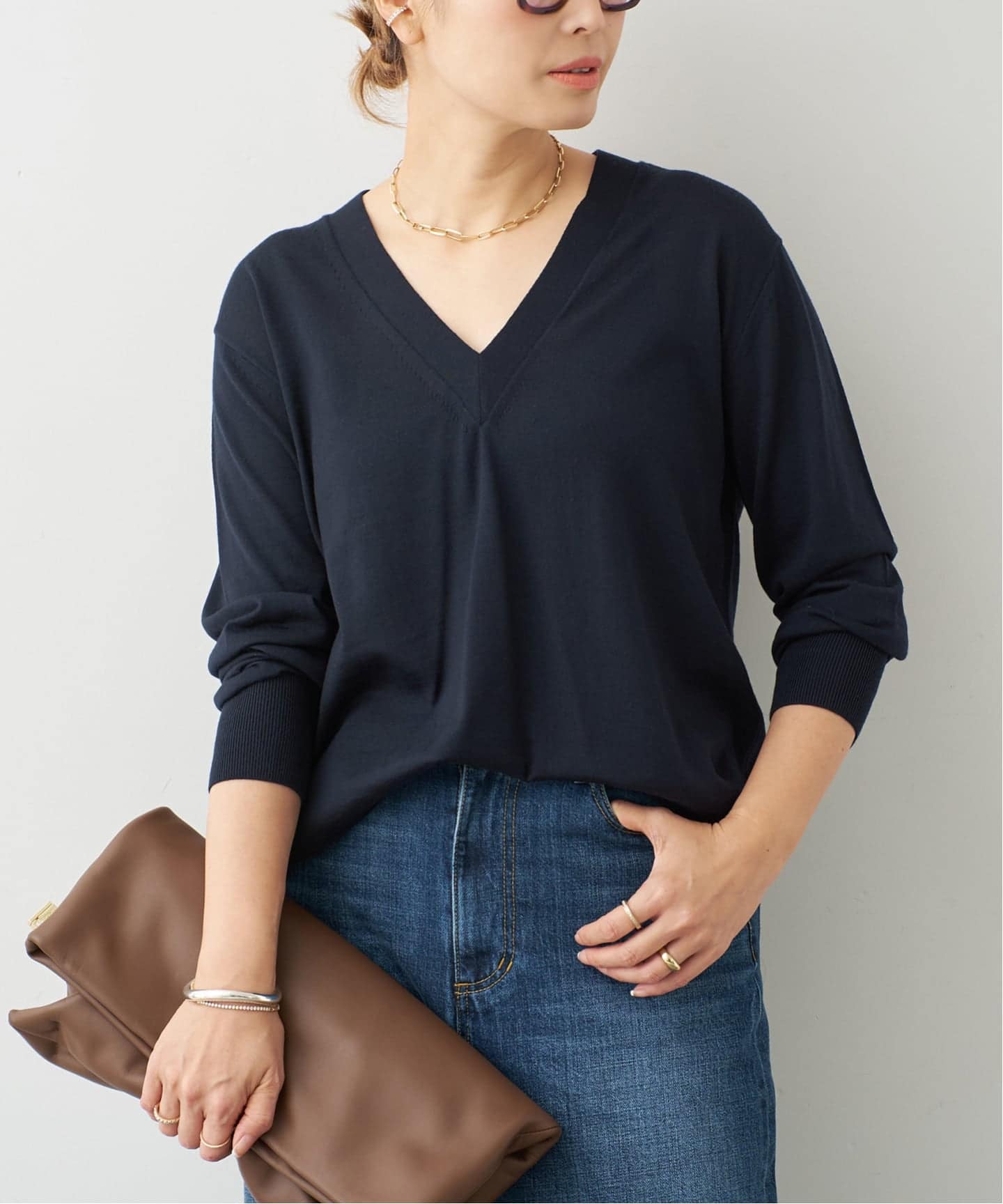 MILLENNIUM Vネック プルオーバー（ニット／セーター）｜Deuxieme