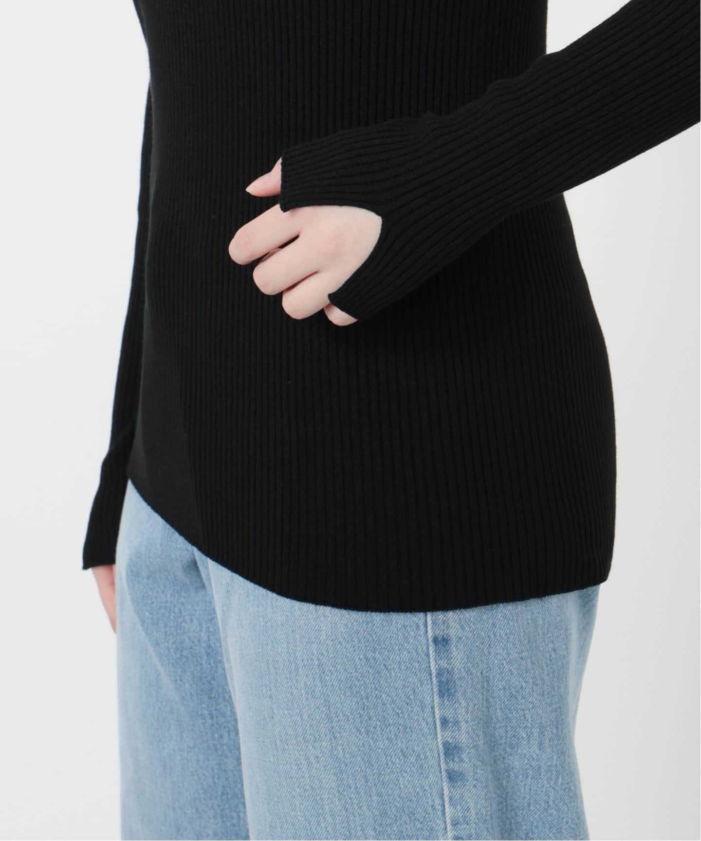 バイカラー 襟RIBホールガーメントプルオーバー（ニット／セーター