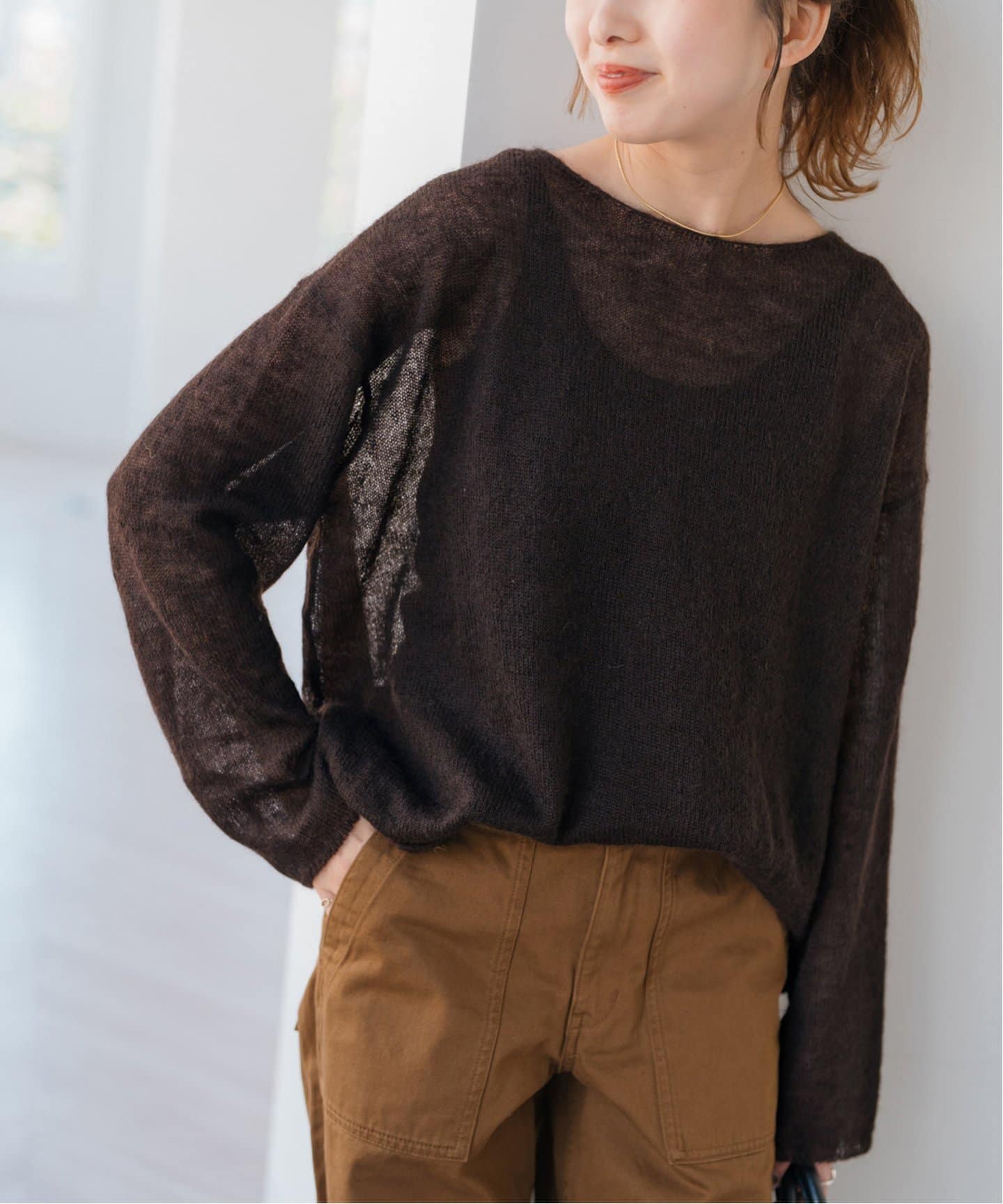 追加》ルーズモヘヤミックスボートネックニット（ニット／セーター