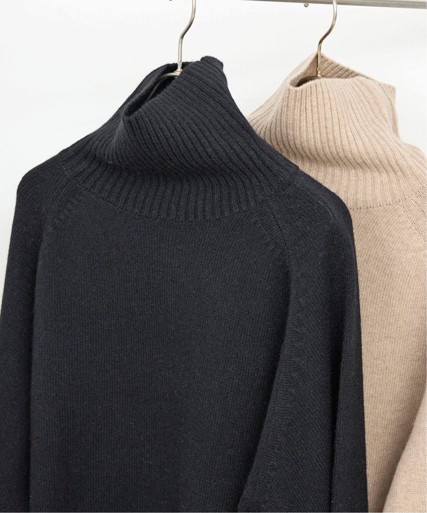 WEB限定カラー有り》ウールカシミヤ ラグランタートルニット（ニット