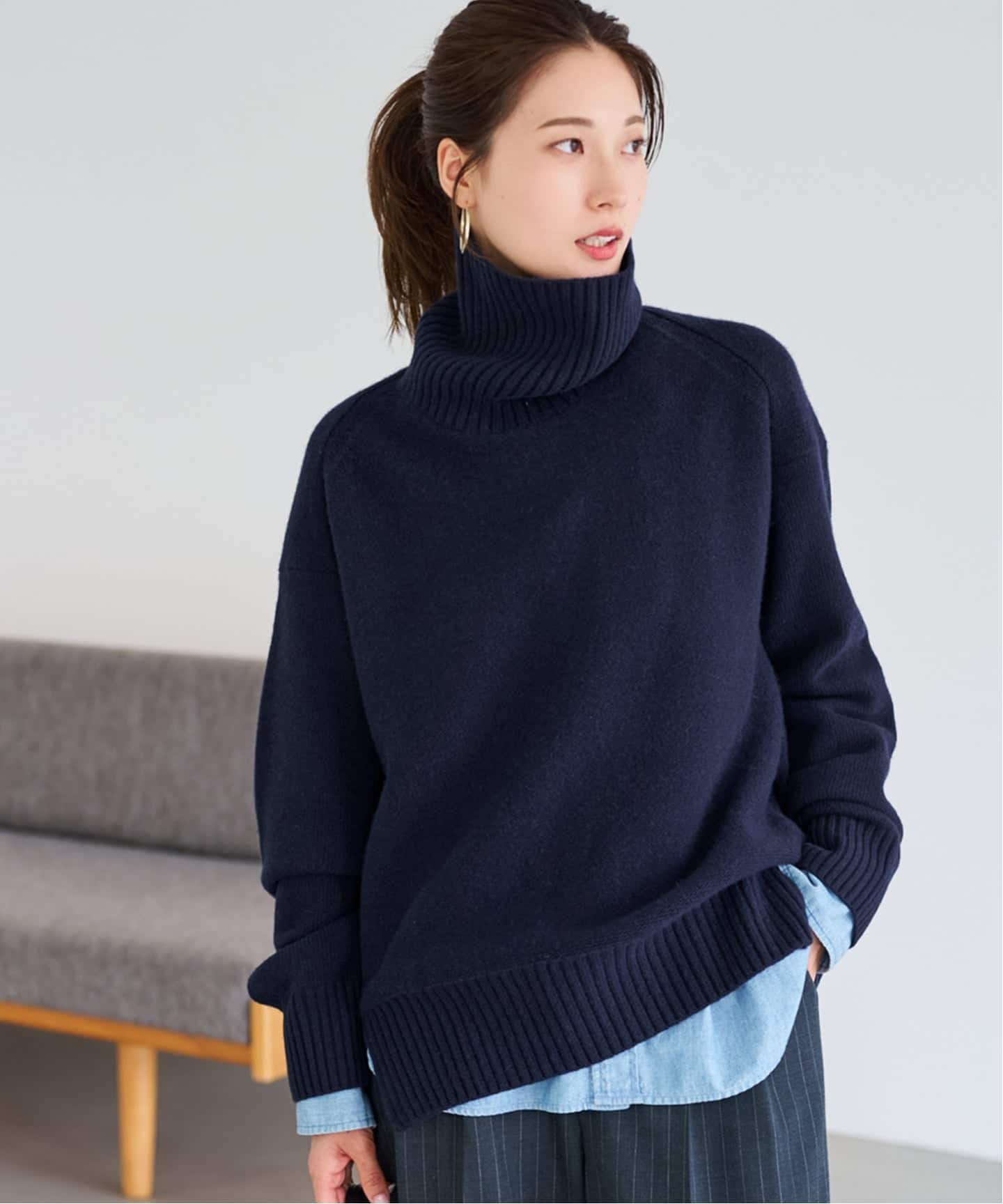 ≪WEB先行追加≫AQUA タートルプルオーバー（ニット／セーター