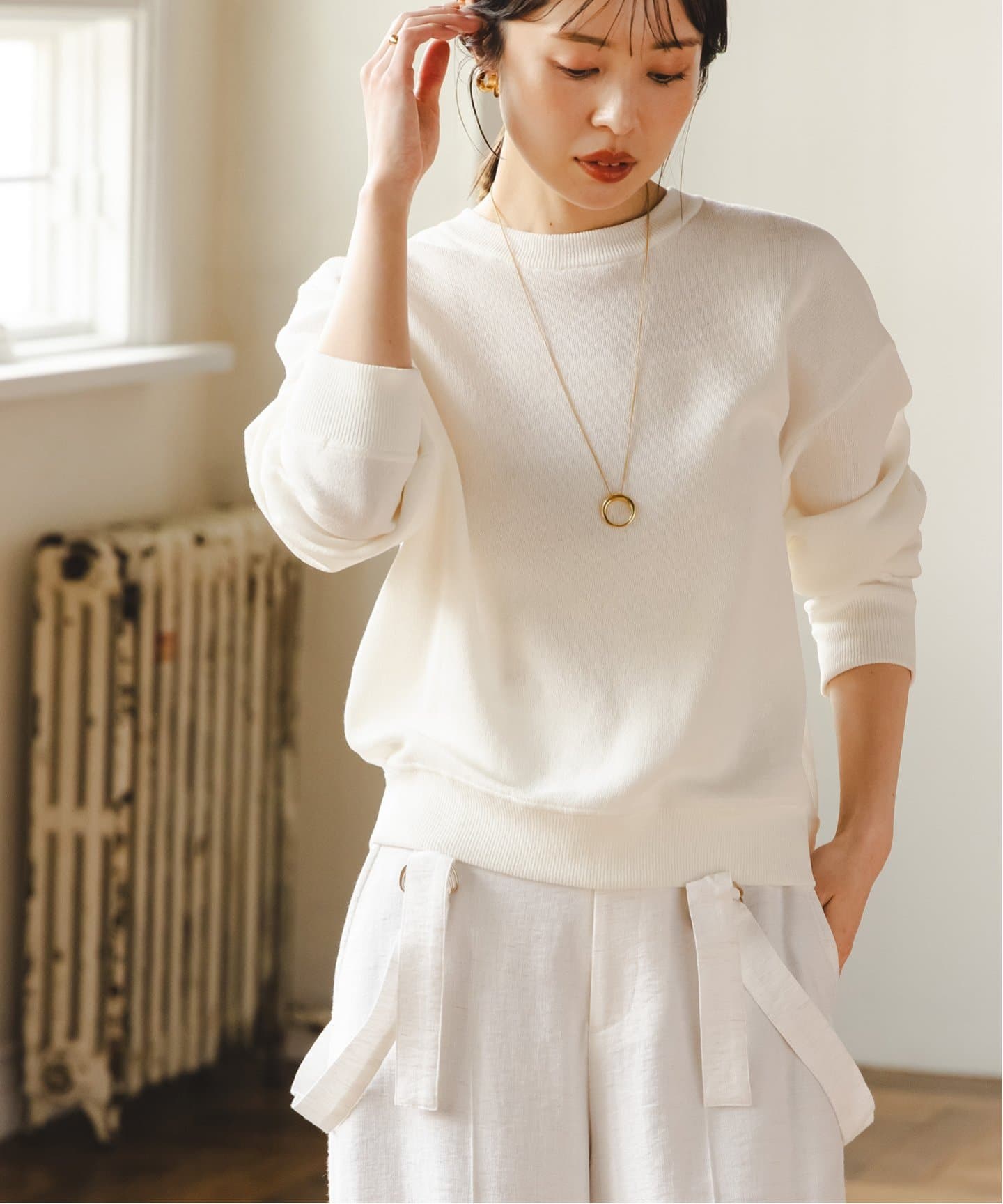 追加》【洗える】ハイゲージペーパーヤーンプルオーバー（ニット