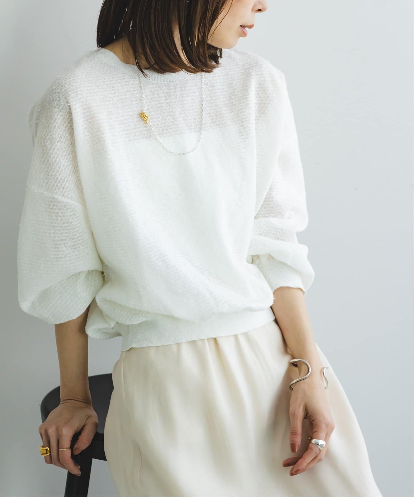 スポンジツイーディーニットプルオーバー（ニット／セーター）｜NOBLE