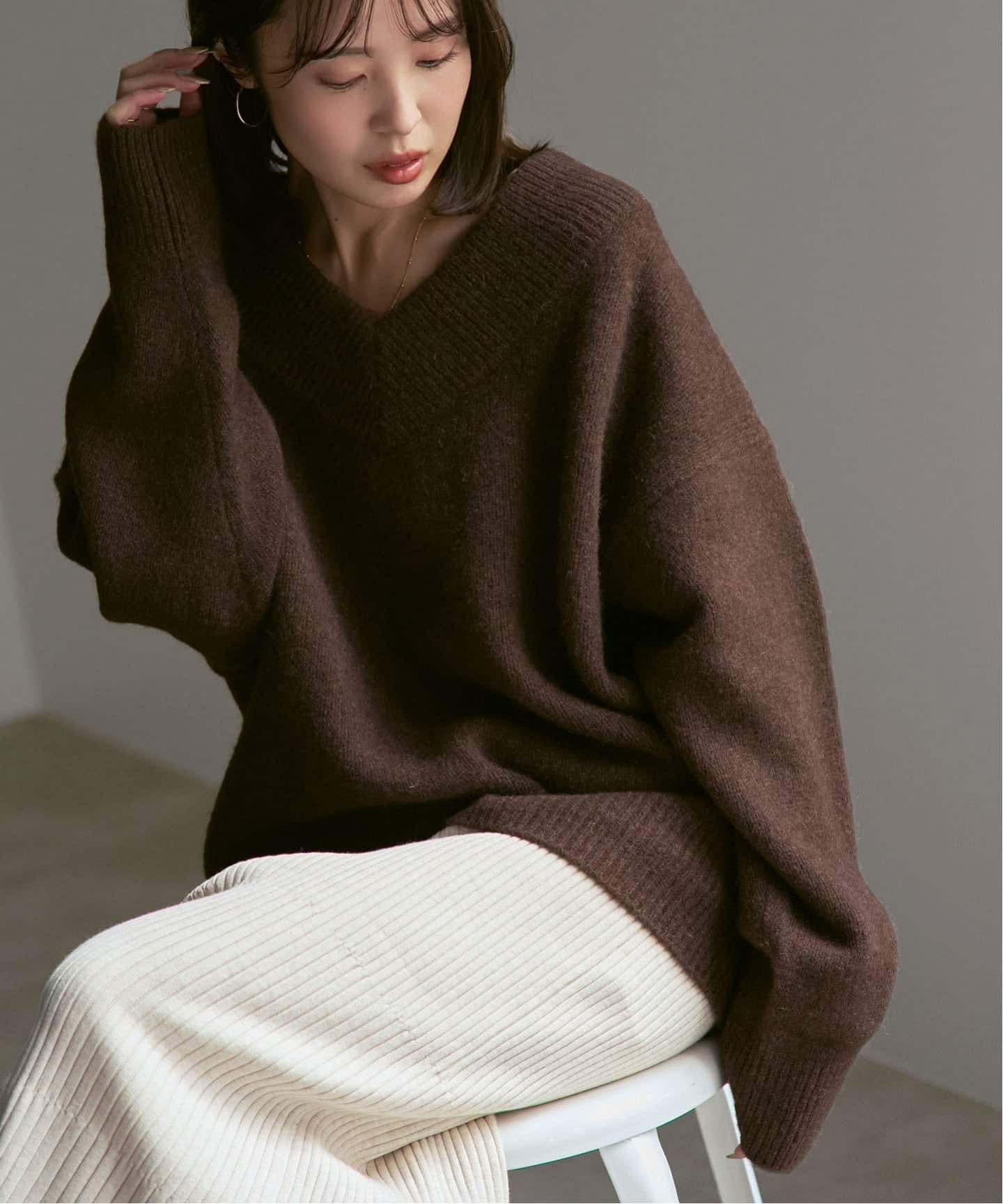 追加》YAKワイドVネックニット（ニット／セーター）｜NOBLE（ノーブル