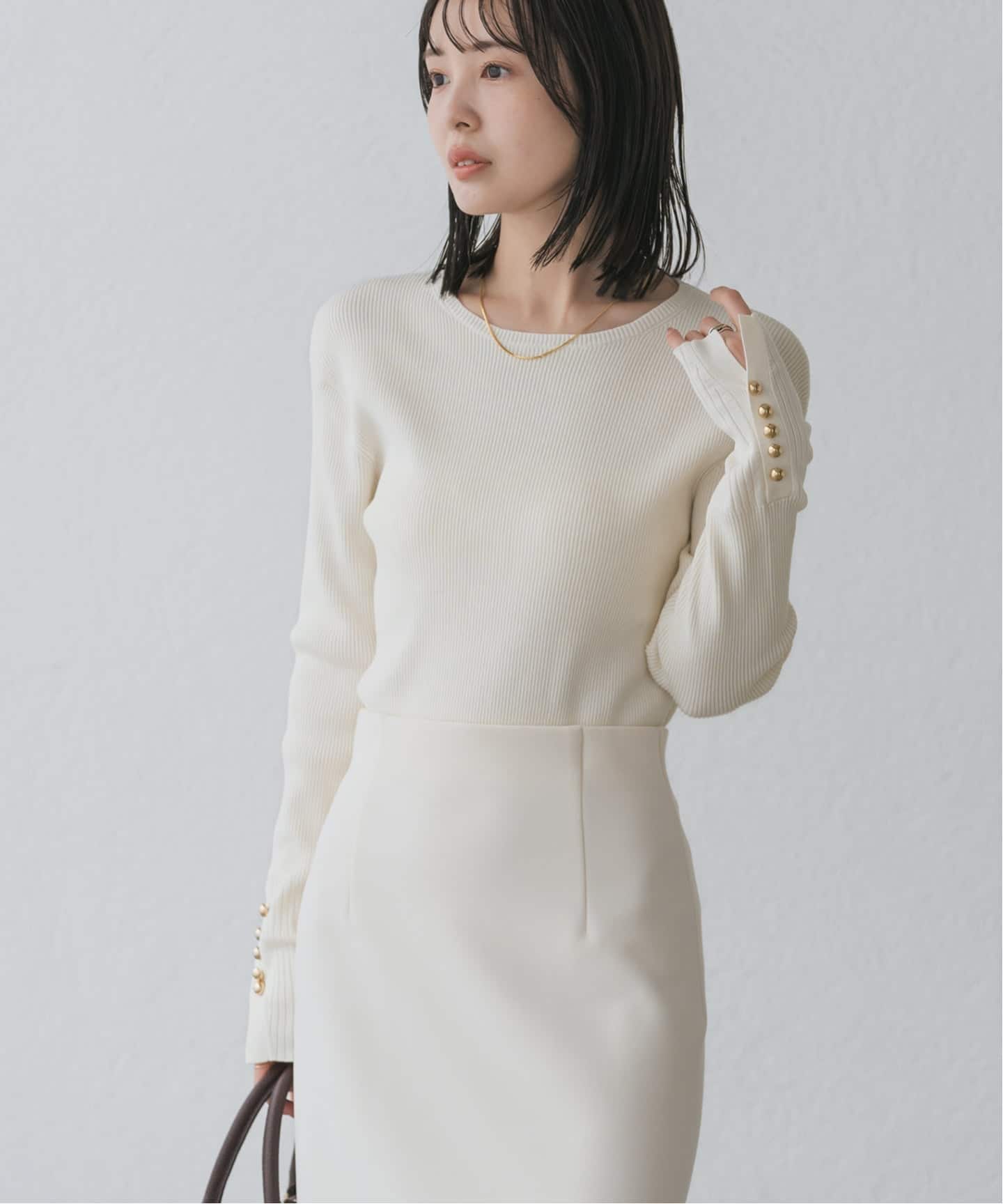 WEB＆日本橋店限定・追加》ボタンディテールタイトリブニット（ニット
