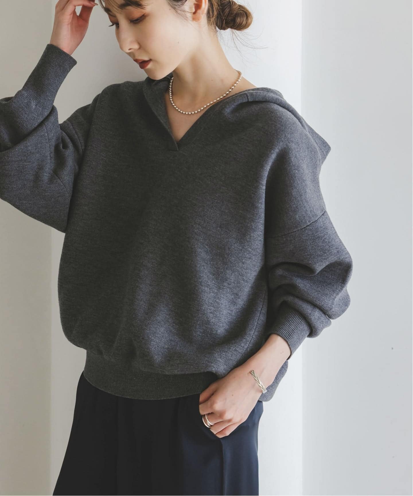 追加》接結タック編みフードプルオーバー（ニット／セーター）｜NOBLE