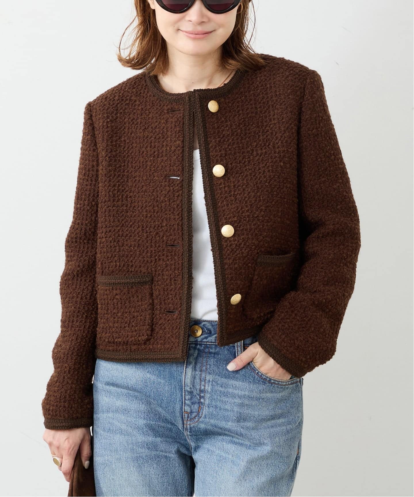 Tweed ブレザー 2（ノーカラージャケット）｜Deuxieme Classe