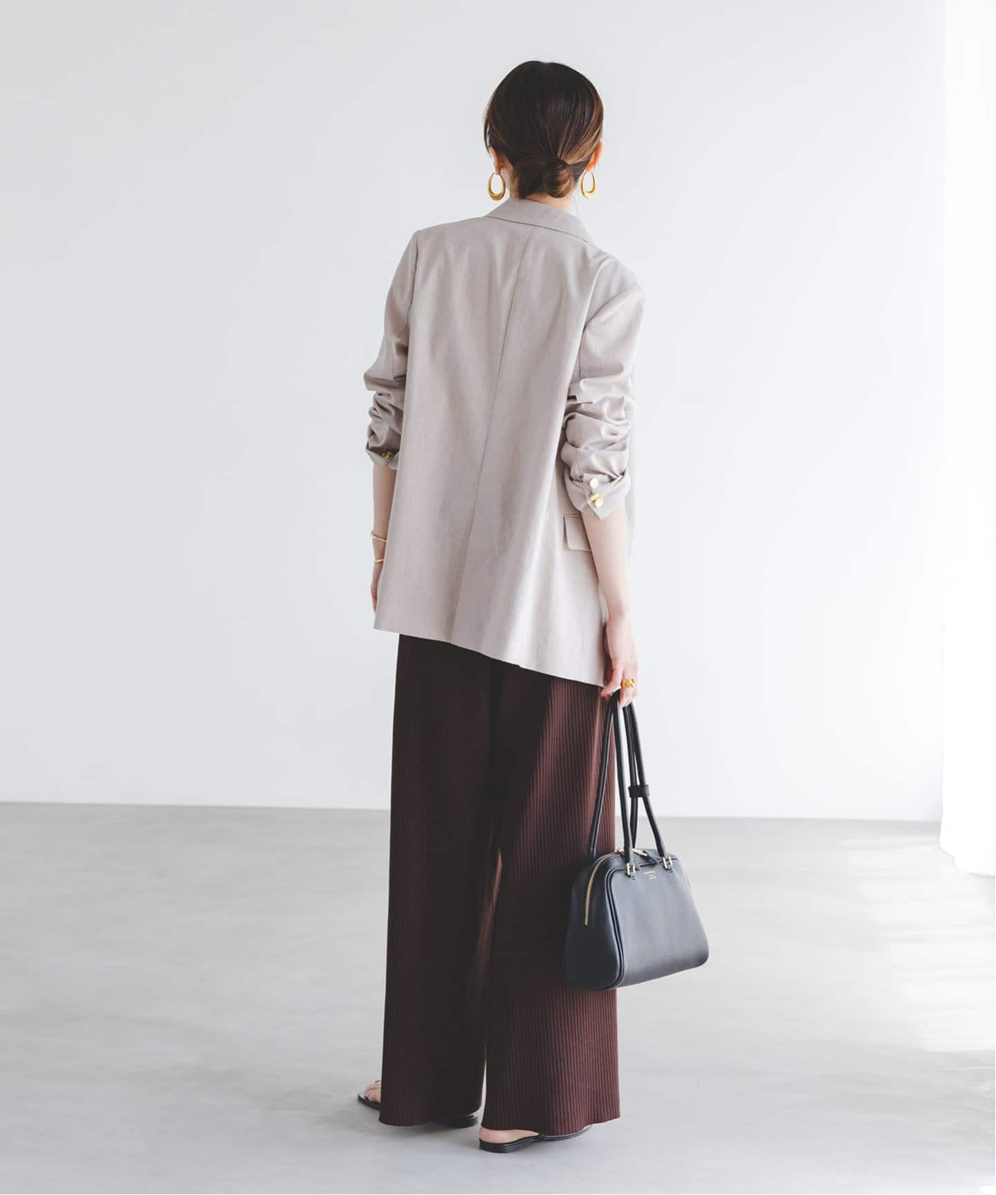 追加》麻ストレッチピークドラペルダブルジャケット（テーラード