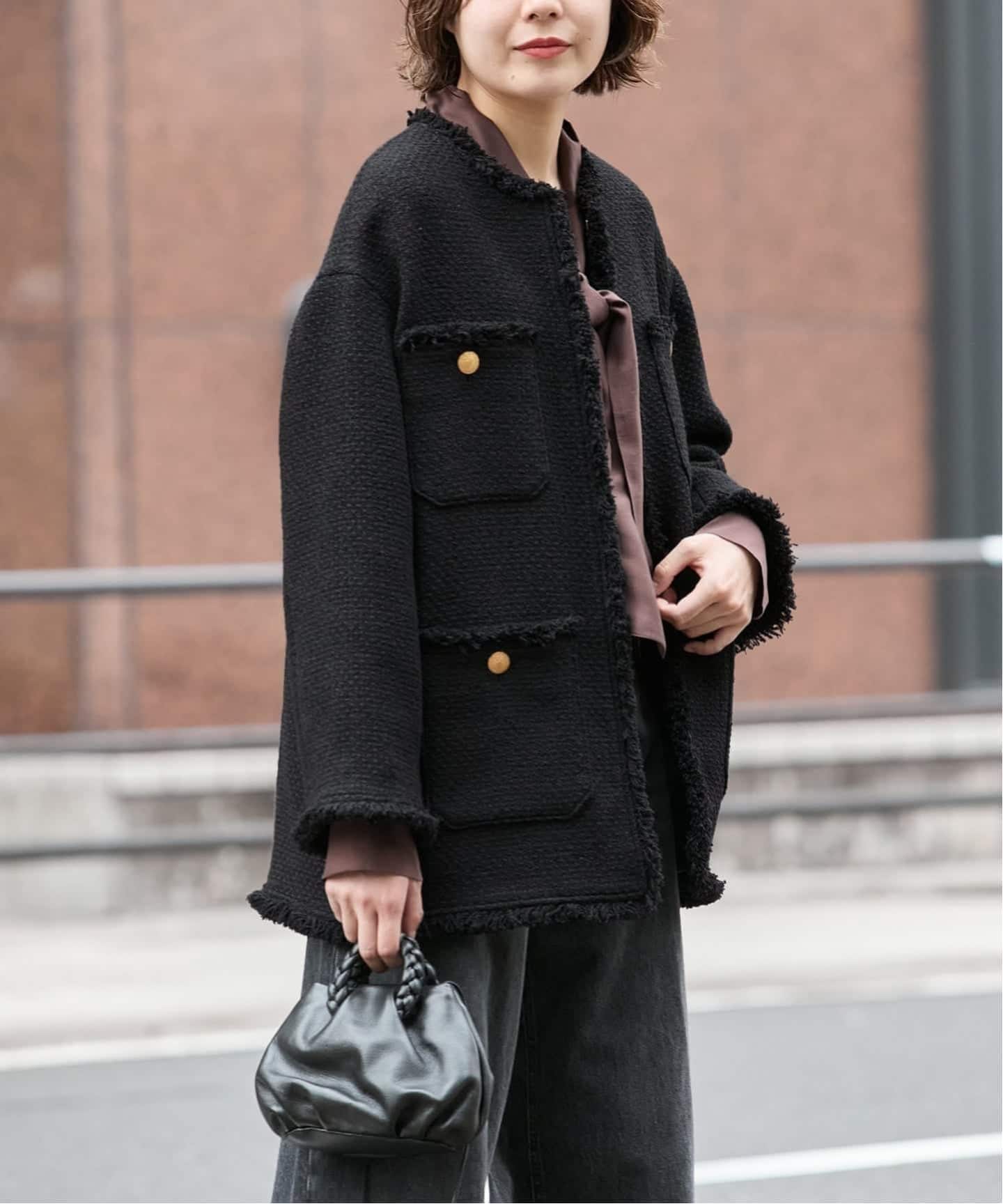 追加2》GIOLICAツイードBIGジャケット（ノーカラージャケット