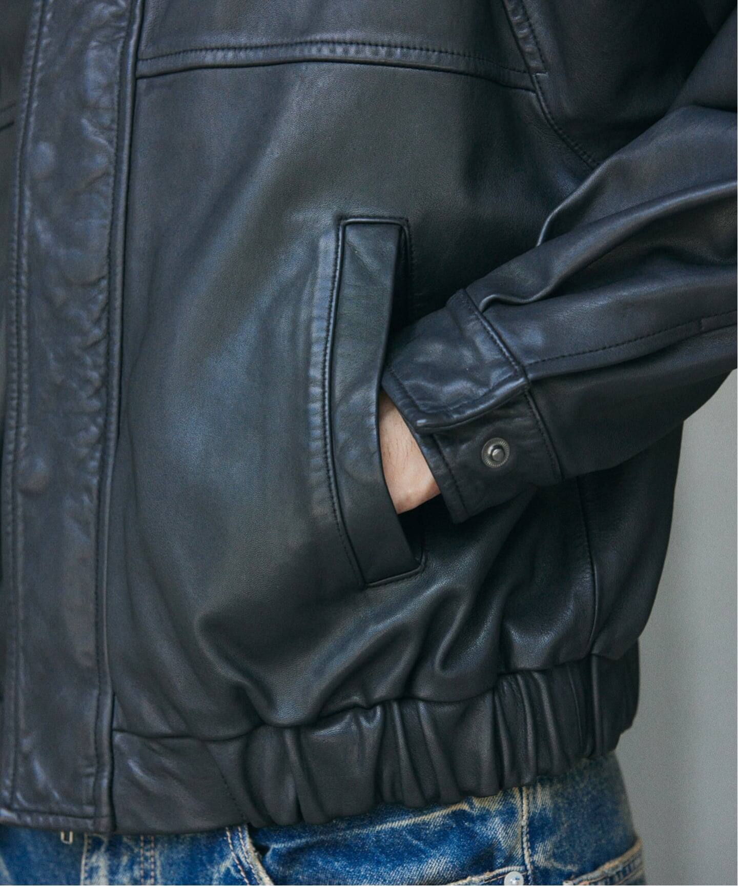 シープ レザー ウォッシュド スタンド ブルゾン（レザージャケット