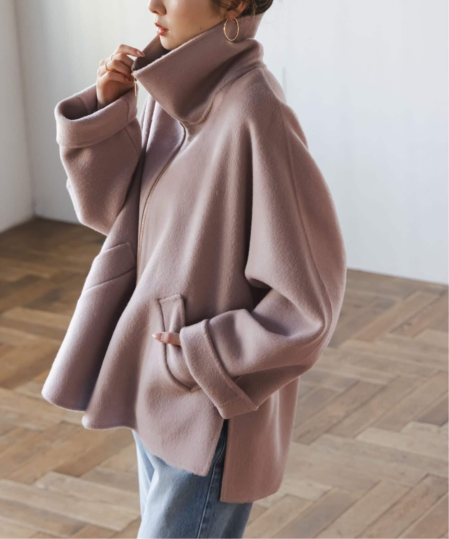 追加》キャメルミックスリバージップコート（その他ブルゾン／アウター