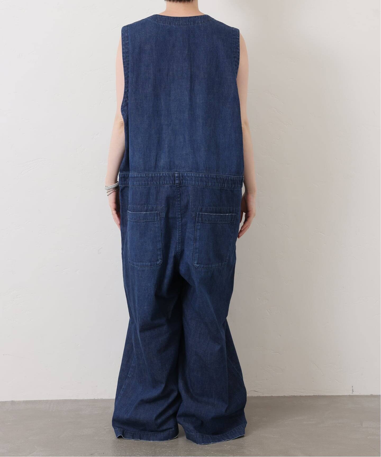 8OZデニム ノースリオールインワン（つなぎ／オールインワン