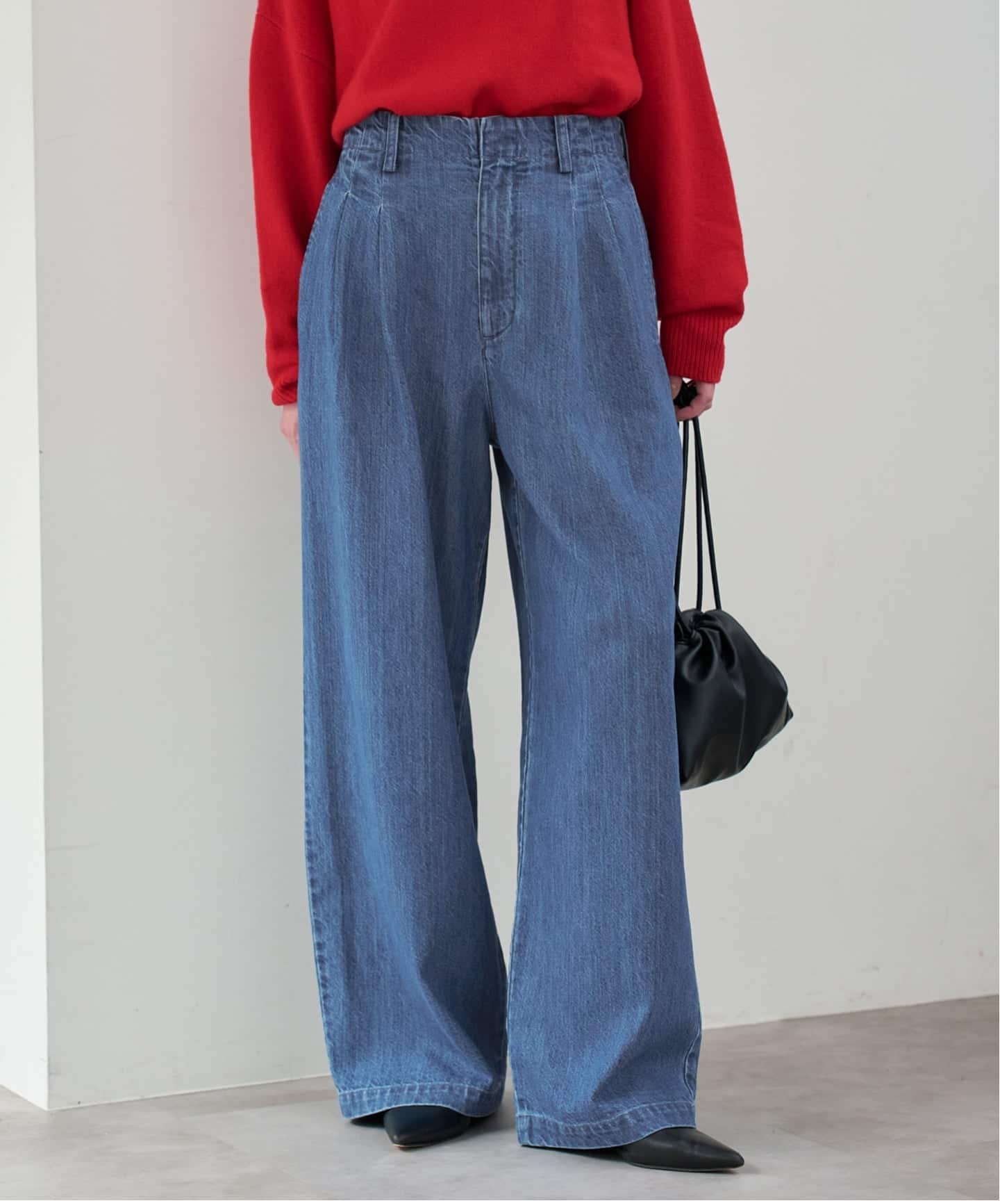 4サイズ展開》LEDENIM BLUR TUCK TROUSERデニム（デニムパンツ