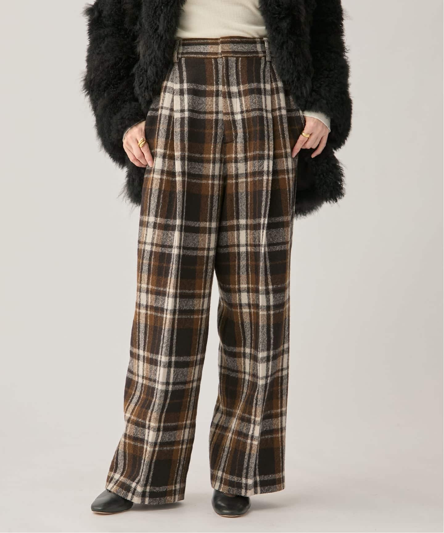 INSCRIRE アンスクリア Check Wide パンツ I25AWPT171A（スラックス