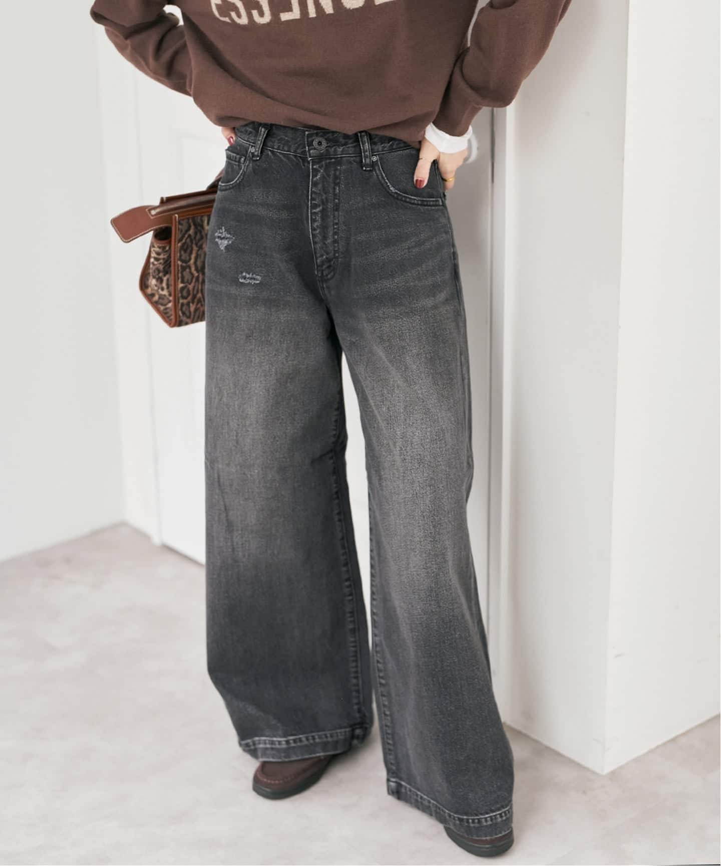 5 1/2 BAGGY DENIM (Black）（デニムパンツ・ジーンズ）｜Spick and