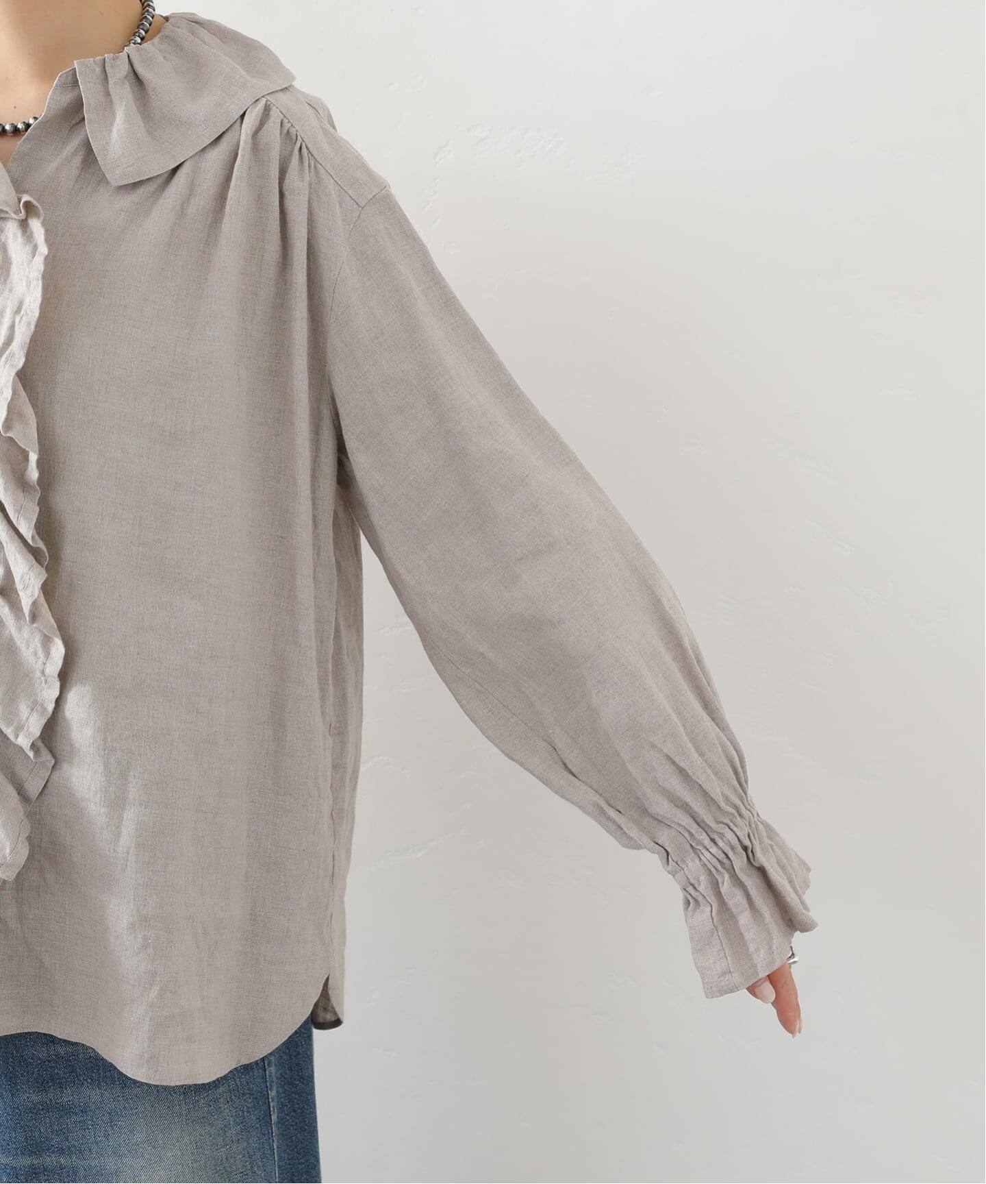 予約》フレンチリネン フリルパフブラウス（シャツ／ブラウス