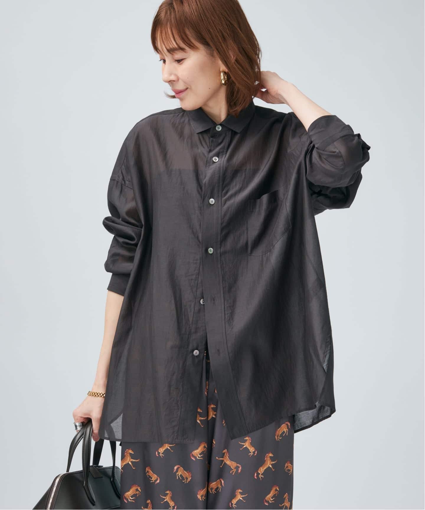 予約》TICCA ティッカ コットンシルクスクエアビッグシャツ uni