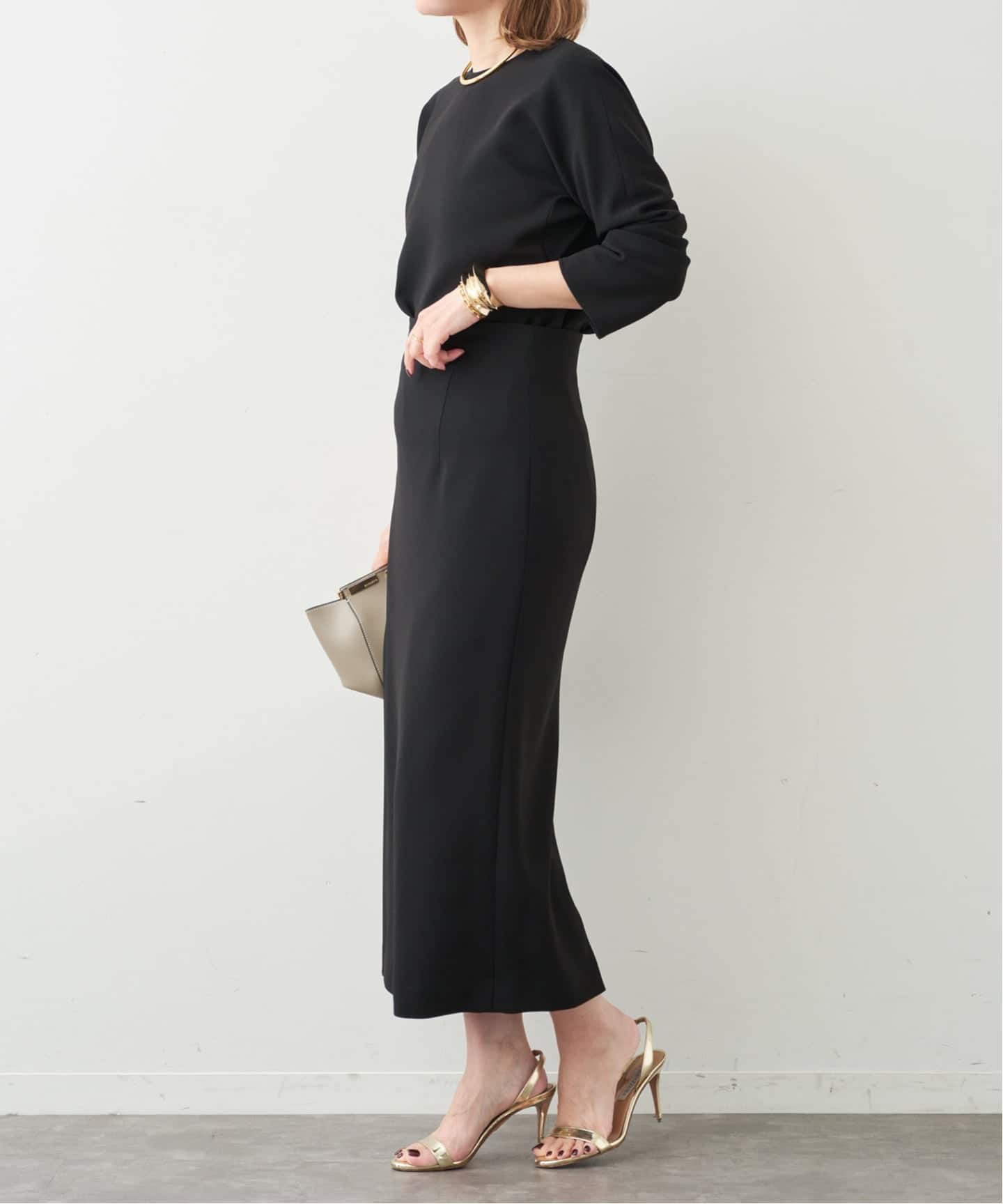 トリアセジョーゼット ハイウエスト スカート（ロング・マキシ丈