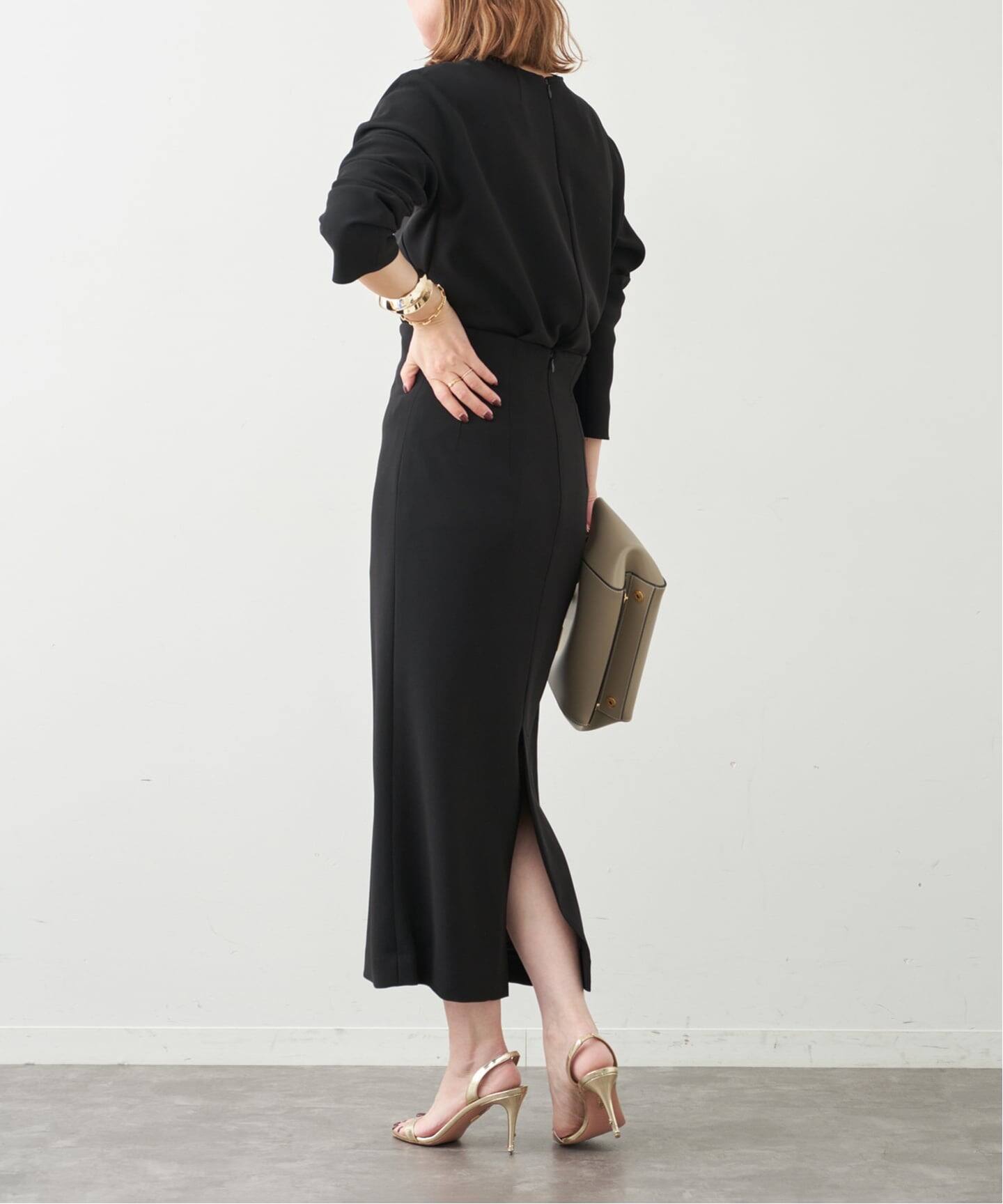 トリアセジョーゼット ハイウエスト スカート（ロング・マキシ丈