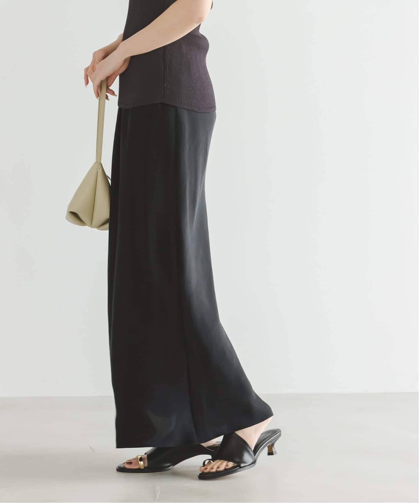 新色・追加予約》キュプラサテンナローAラインスカート（ロング