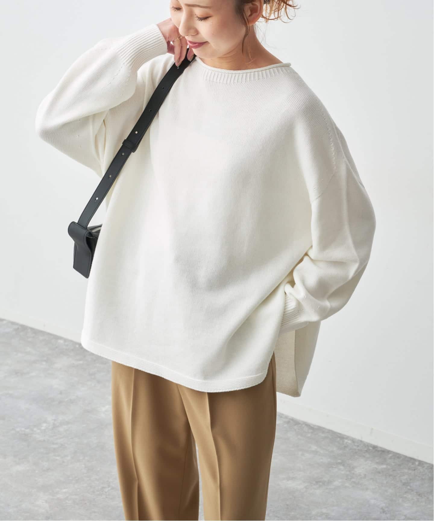 バルキーヤーンルーズボートネックニット（ニット／セーター）｜Spick