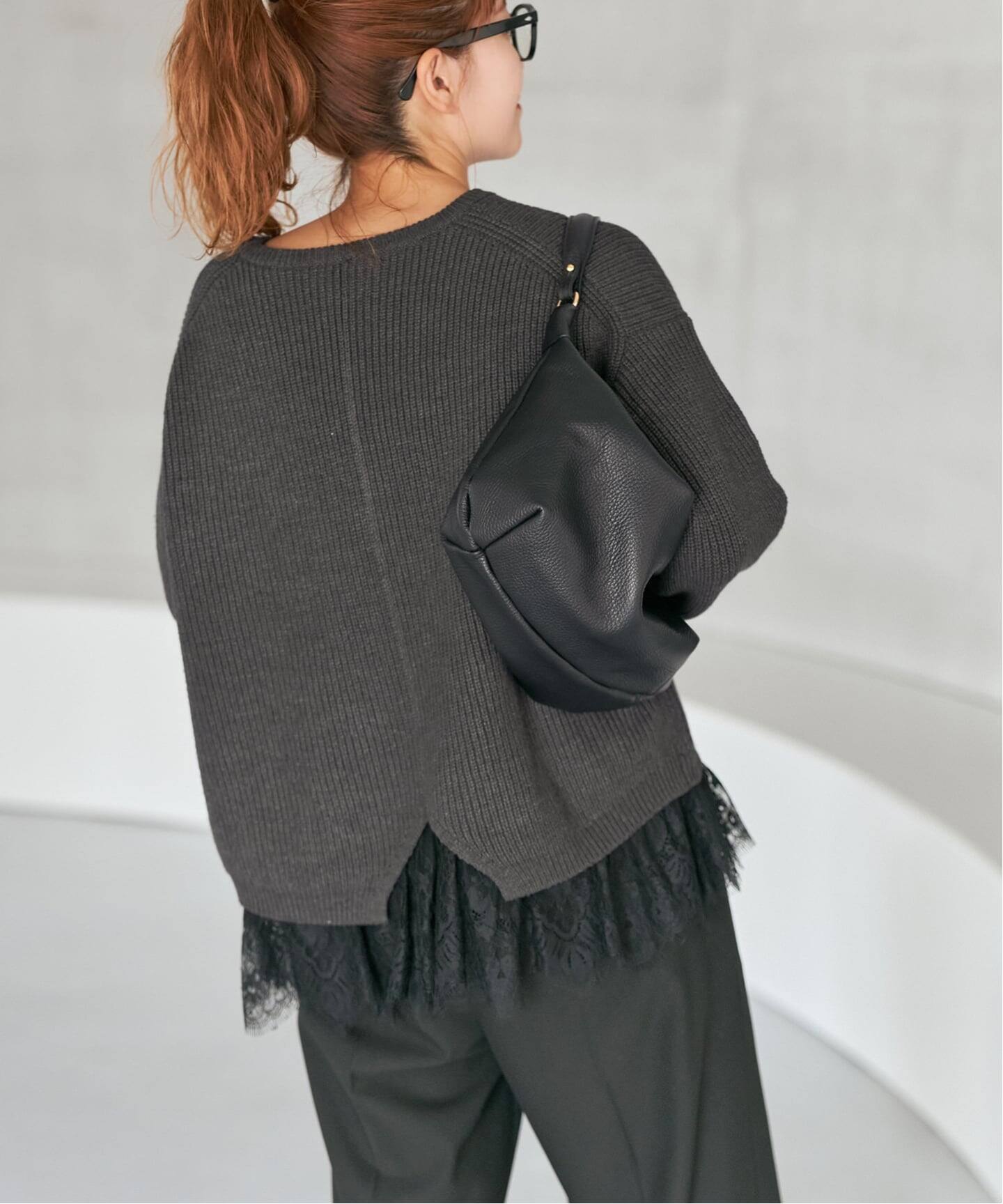 追加3》レースドッキング畦ニットプルオーバー（ニット／セーター