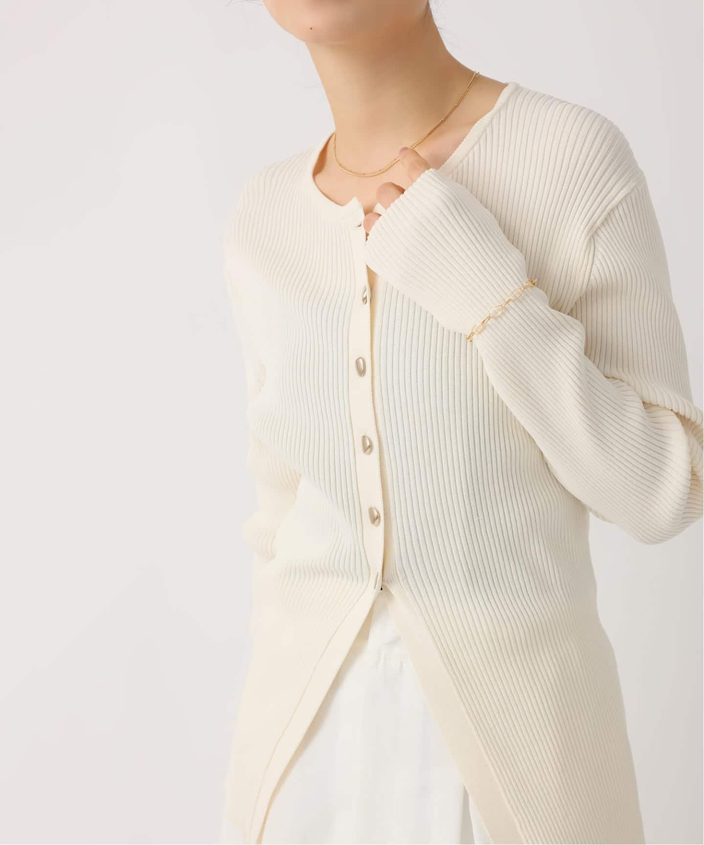 リブクルーネックカーディガン（ニット／セーター）｜HARDY NOIR