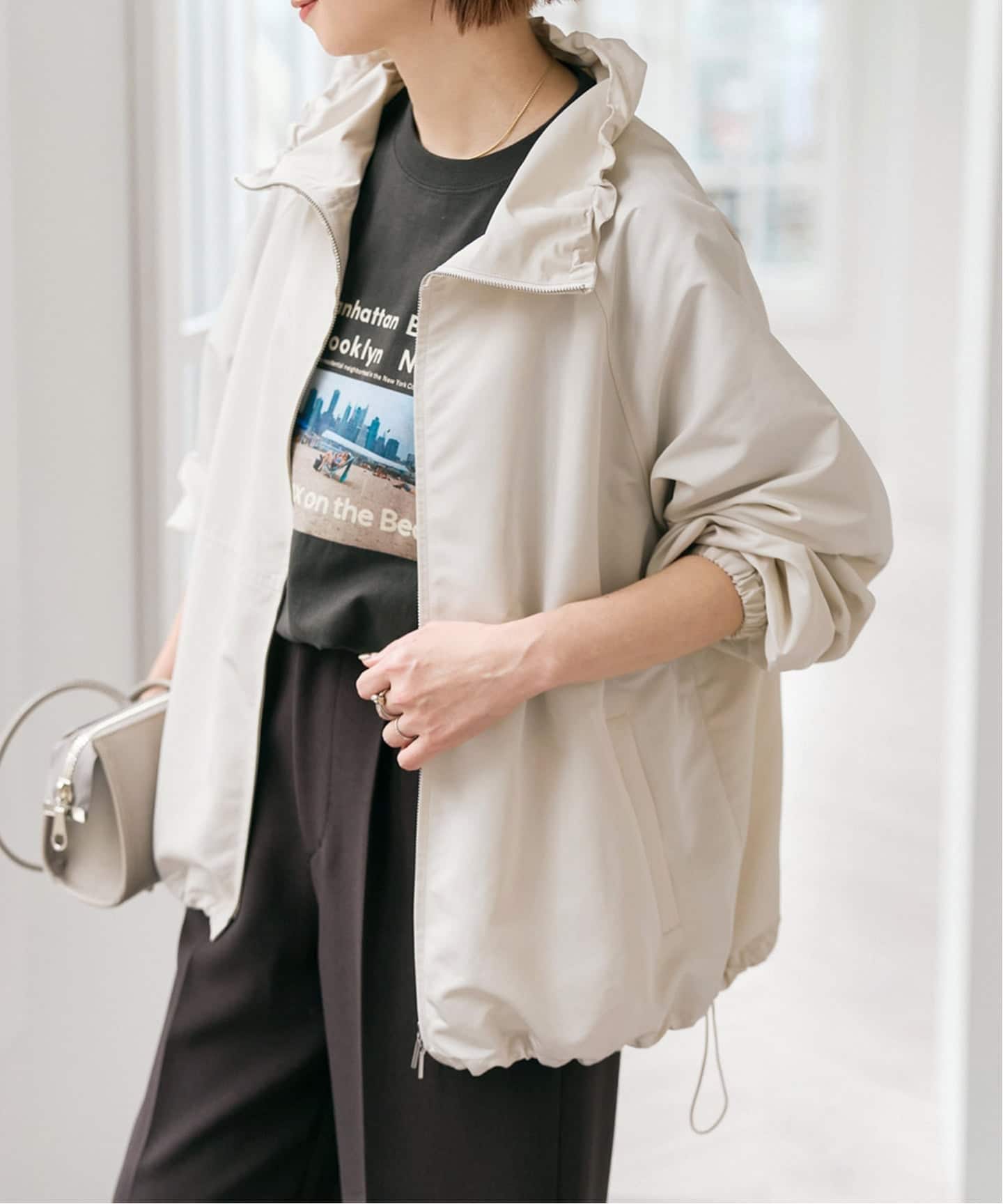 シルキータフタスタンドカラーブルゾン（その他ブルゾン／アウター