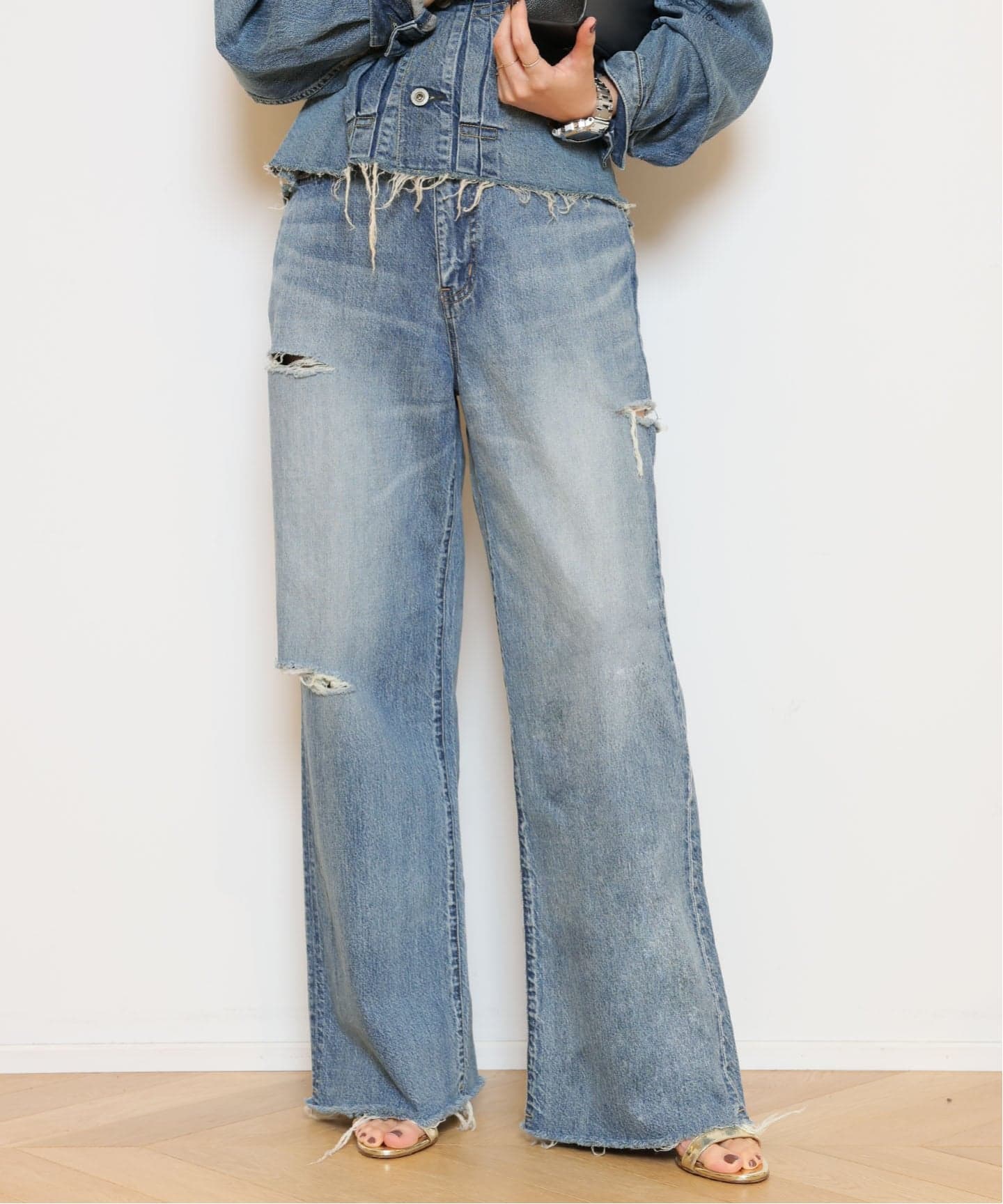 ATTICK BY JOHNBULL/アティック バイ ジョンブル】DAMAGE WIDE デニム