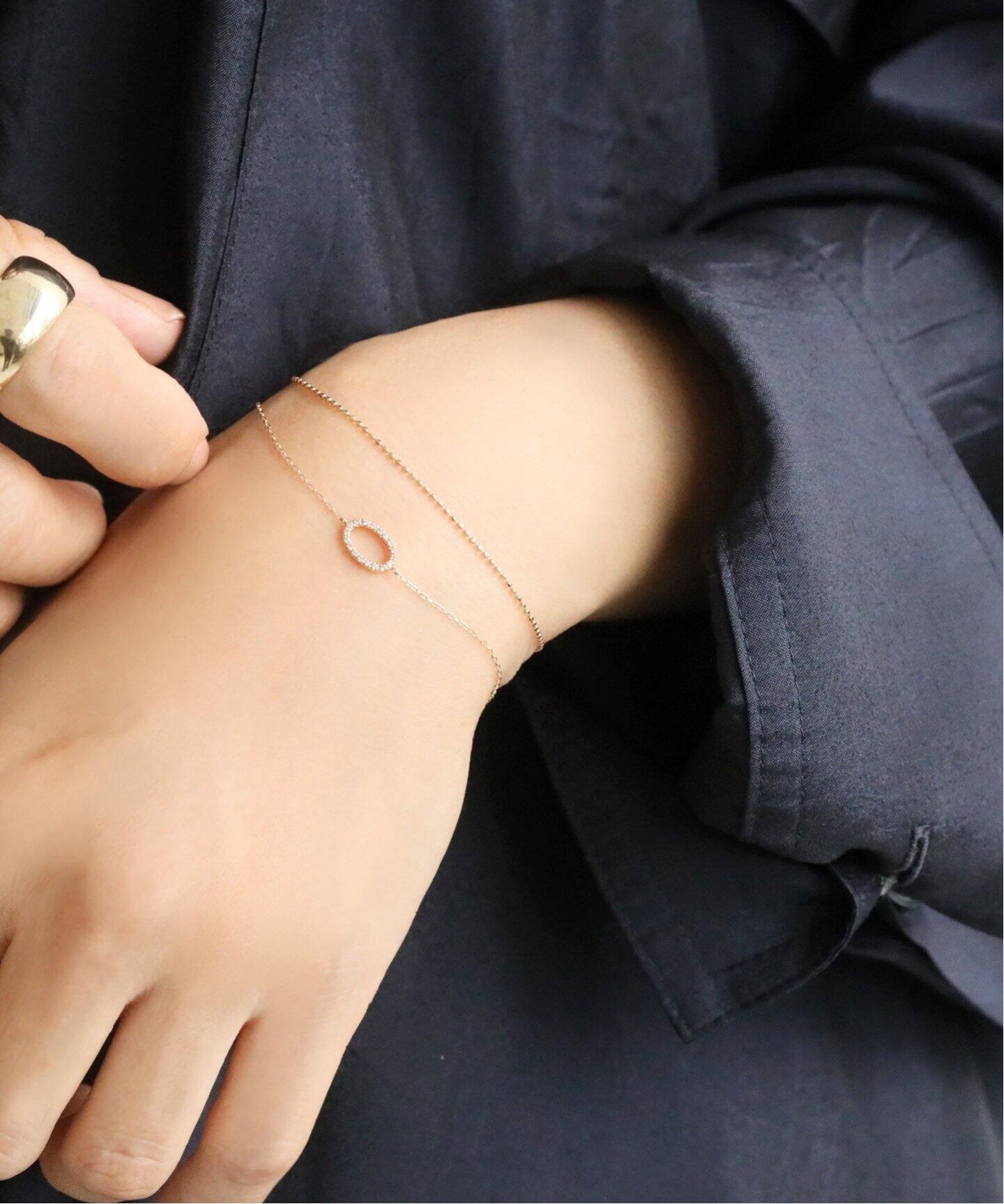 オーバルラインダイヤブレスレット K10（ブレスレット・バングル