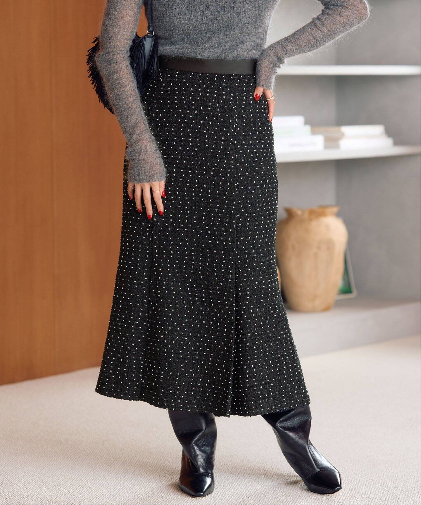 ドットツイード フレアスカート（ロング・マキシ丈スカート）｜IENA