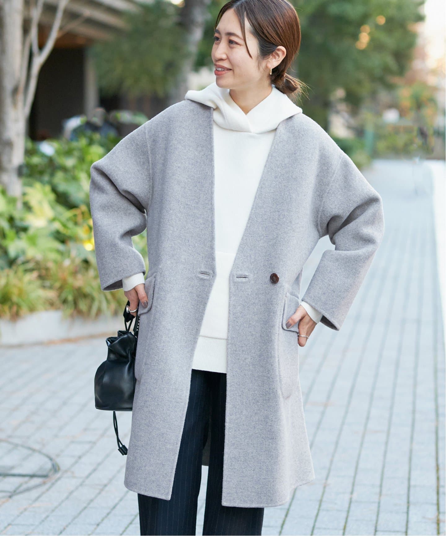 モッサーダブルフェイス Vネックコート（ノーカラーコート）｜IENA