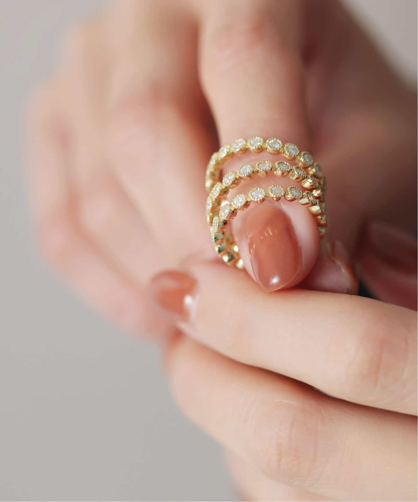 ミル打ちフルエタニティーダイヤリング*7 K18（リング）｜Lilas（リラ