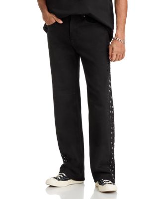 RtA Straight Fit Zed Cross Panel Jeans in Black | Bloomingdale's