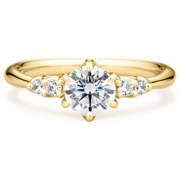 K18YG スプリング カルテット ダイヤモンド サイドストーン リング 0.7