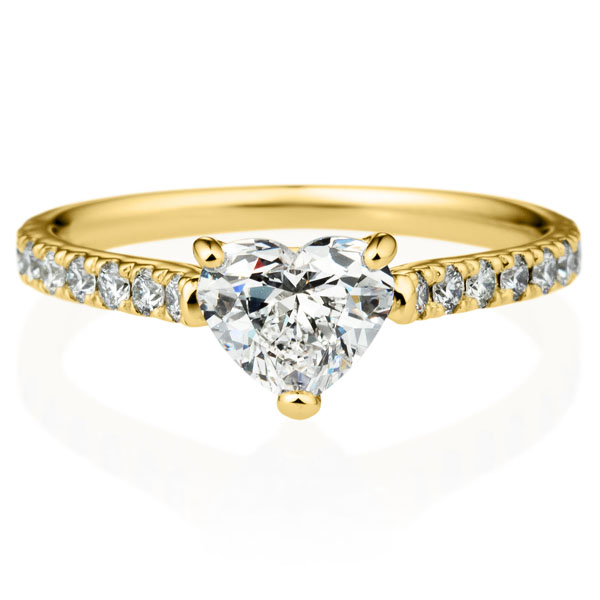 K18YG プレイズ ハートシェイプ ダイヤモンド エタニティタイプ リング