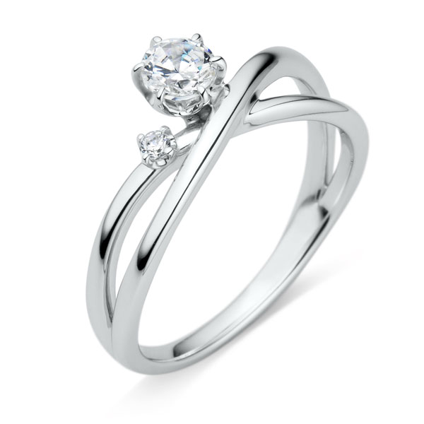 PT950 ニココ クロス ダイヤモンド サイドストーン リング 0.3ct｜婚約