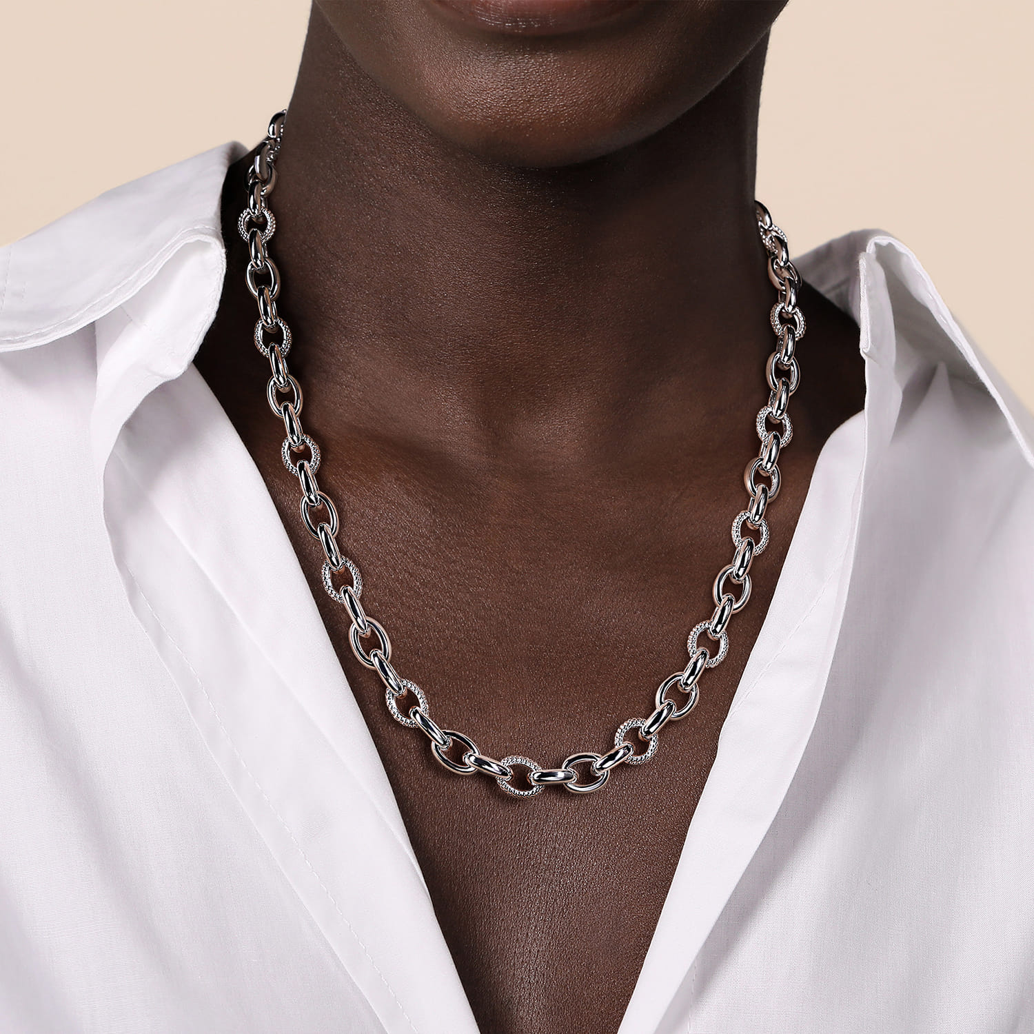 925 Silver Chain Bujukan Necklace. SKU: NK7484-18SVJJJ | Gabriel & Co.