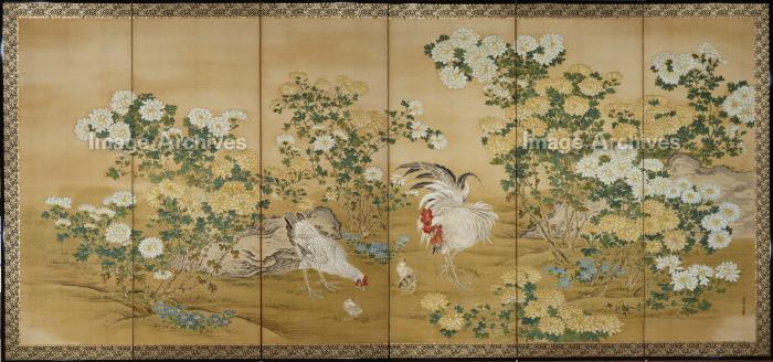作品詳細 | 菊鶏図屏風(右隻) | イメージアーカイブ - DNPアート