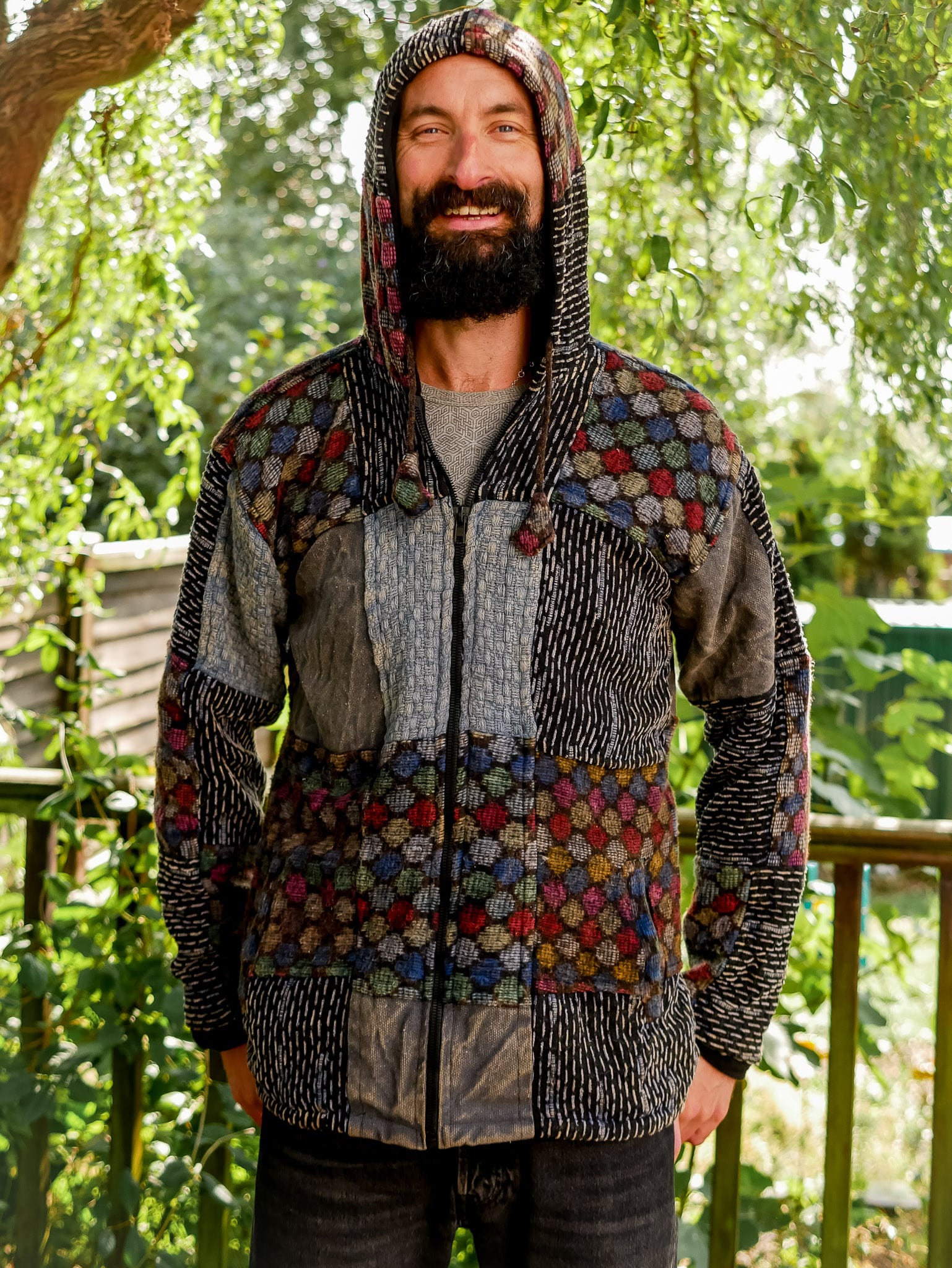 Gheri Patchwork Jacket- Hooded and Fleece-lined | Karma Gear