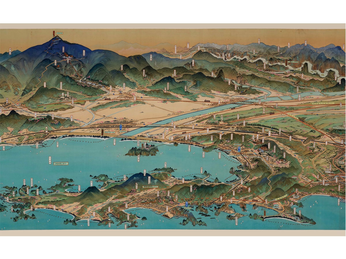 吉田初三郎「神奈川県鳥瞰図」1932（昭和7）年 神奈川県立歴史博物館蔵