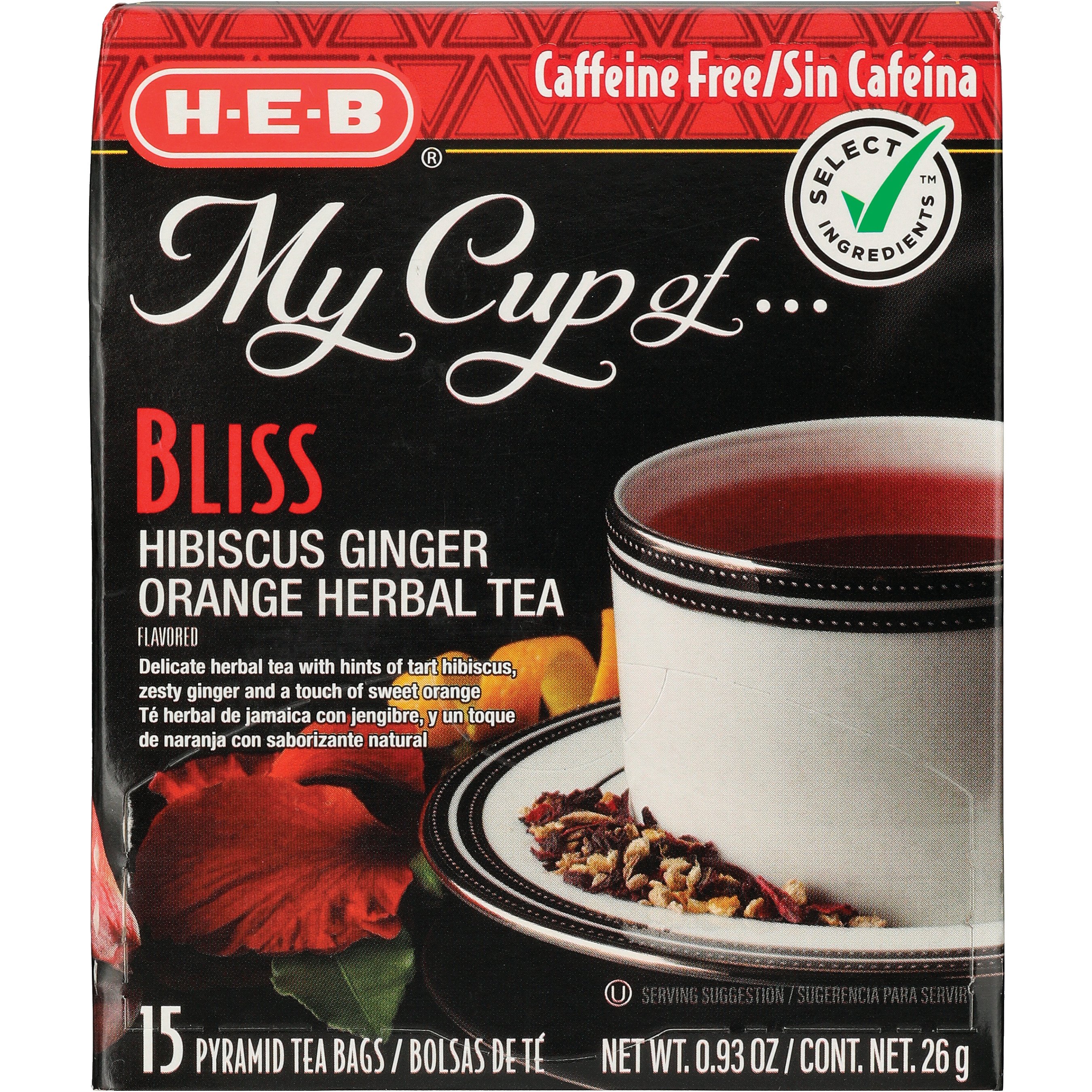 H-E-B My Cup of Bliss Hibiscus Ginger Orange Caffeine Free Herbal