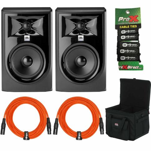 2) JBL Pro 305P MkII Monitors with Orange Cables & Bag | IDJNOW