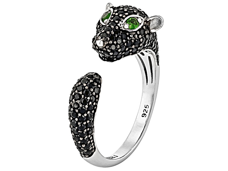 Black Spinel Rhodium Over Silver Panther Ring 1.63ctw - DOCV057 | JTV