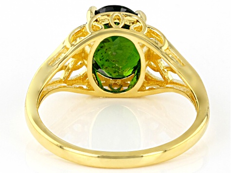 Green Chrome Diopside 18K Yellow Gold Over Sterling Silver Ring