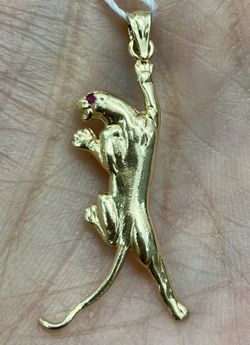 AUTHENTIC SUPREME PANTHER 14K SOLID GOLD RUBY EYE ** PENDANT Only
