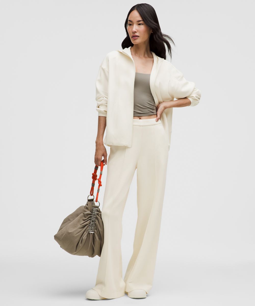 起毛加工Softstreme ピンタックハイライズ ワイドレッグパンツ